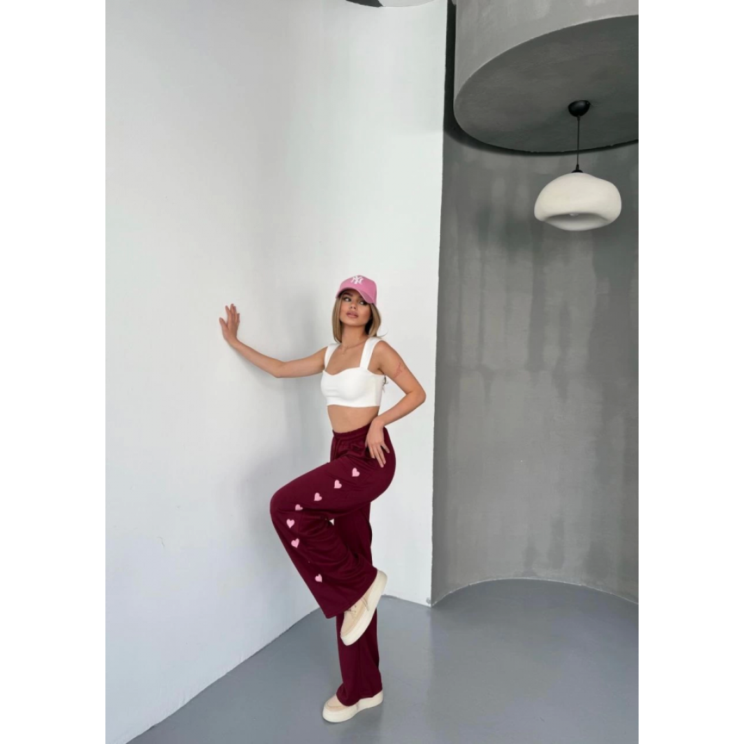 Osy Modal Yumuşak Dokulu Kumaş Nakış Işlemeli Rahat Bol Paça Eşofman Pantalon - Bordo - 156896 Osy Modal Yumuşak Dokulu Kumaş Nakış Işlemeli Rahat Bol Paça Eşofman Pantalon - Bordo - 156896