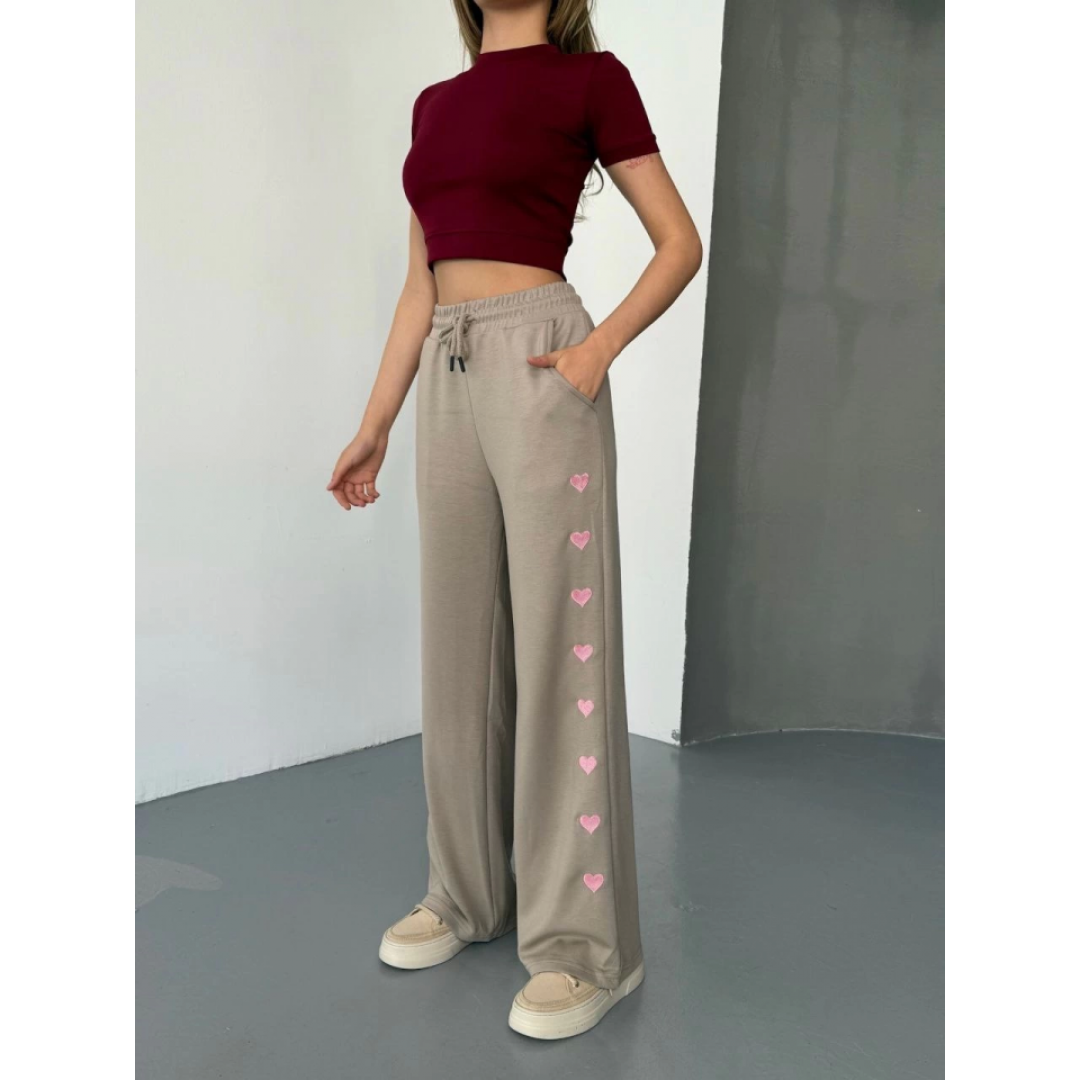 Osy Modal Yumuşak Dokulu Kumaş Nakış Işlemeli Rahat Bol Paça Eşofman Pantalon - Bej - 156898 Osy Modal Yumuşak Dokulu Kumaş Nakış Işlemeli Rahat Bol Paça Eşofman Pantalon - Bej - 156898
