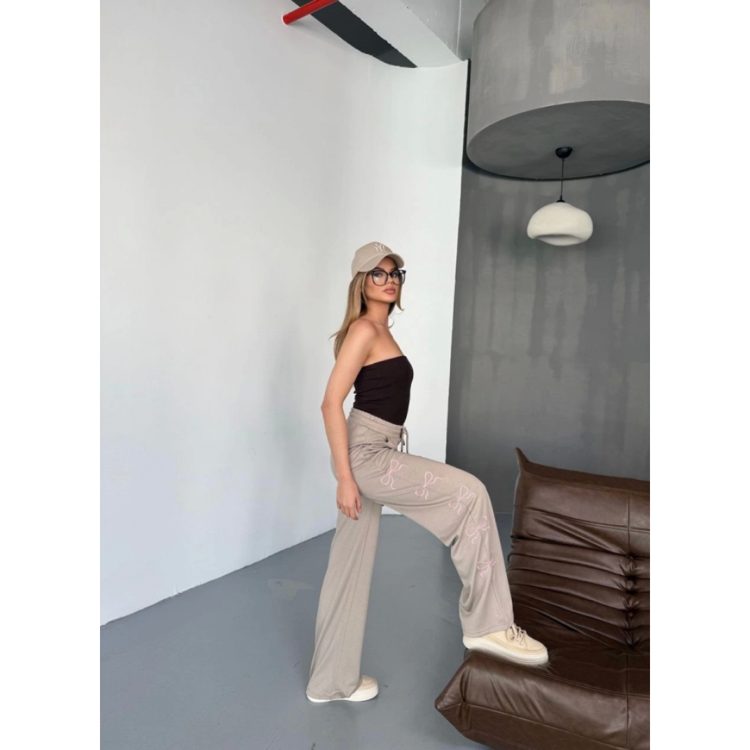 Osy Modal Yumuşak Dokulu Kumaş Nakış Işlemeli Rahat Bol Paça Eşofman Pantalon - Bej - 156901 Osy Modal Yumuşak Dokulu Kumaş Nakış Işlemeli Rahat Bol Paça Eşofman Pantalon - Bej - 156901