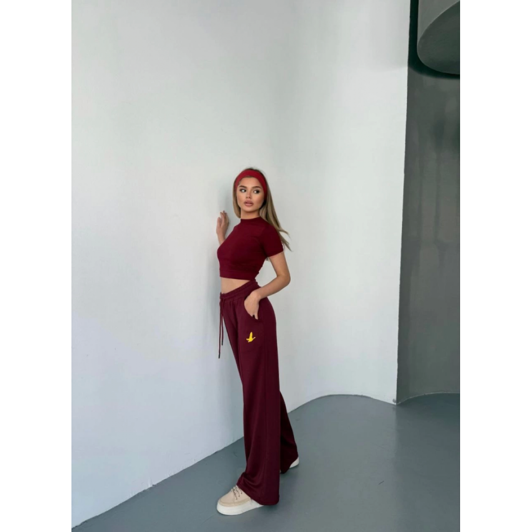 Osy Modal Yumuşak Dokulu Kumaş Nakış Işlemeli Rahat Bol Paça Eşofman Pantalon - Bordo - 156905 Osy Modal Yumuşak Dokulu Kumaş Nakış Işlemeli Rahat Bol Paça Eşofman Pantalon - Bordo - 156905