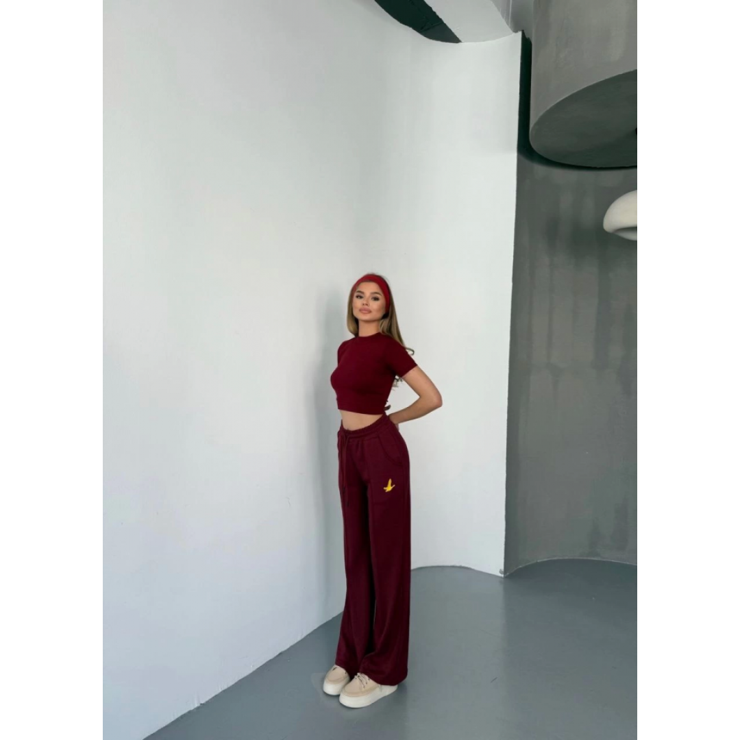 Osy Modal Yumuşak Dokulu Kumaş Nakış Işlemeli Rahat Bol Paça Eşofman Pantalon - Bordo - 156905 Osy Modal Yumuşak Dokulu Kumaş Nakış Işlemeli Rahat Bol Paça Eşofman Pantalon - Bordo - 156905