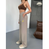 Osy Modal Yumuşak Dokulu Kumaş Nakış Işlemeli Rahat Bol Paça Eşofman Pantalon - Bej - 156906