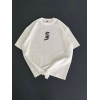 Baskılı Oversize Bisiklet Yaka T-shirt - Beyaz - 157061 Baskılı Oversize Bisiklet Yaka T-shirt - Beyaz - 157061