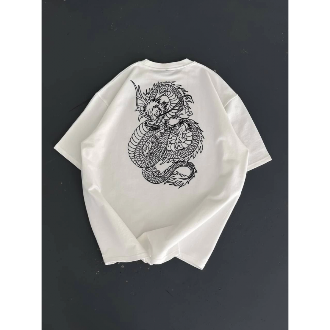 Baskılı Oversize Bisiklet Yaka T-shirt - Beyaz - 157061 Baskılı Oversize Bisiklet Yaka T-shirt - Beyaz - 157061