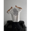 Baskılı Oversize Bisiklet Yaka T-shirt - Beyaz - 157061 Baskılı Oversize Bisiklet Yaka T-shirt - Beyaz - 157061