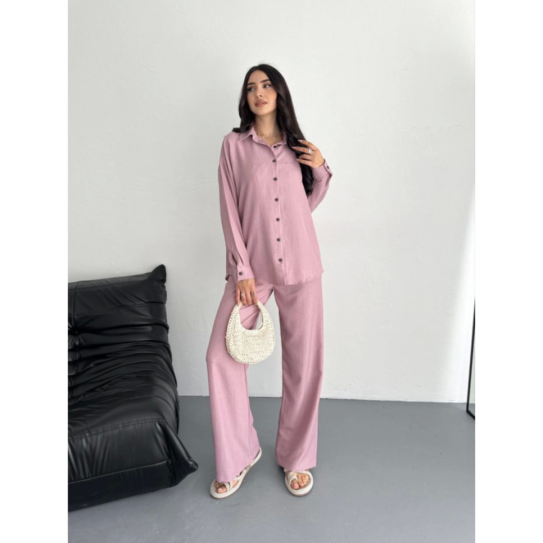 Gömlek Pantolon Ikili Takım - Toz Pembe 157416 Gömlek Pantolon Ikili Takım - Toz Pembe 157416