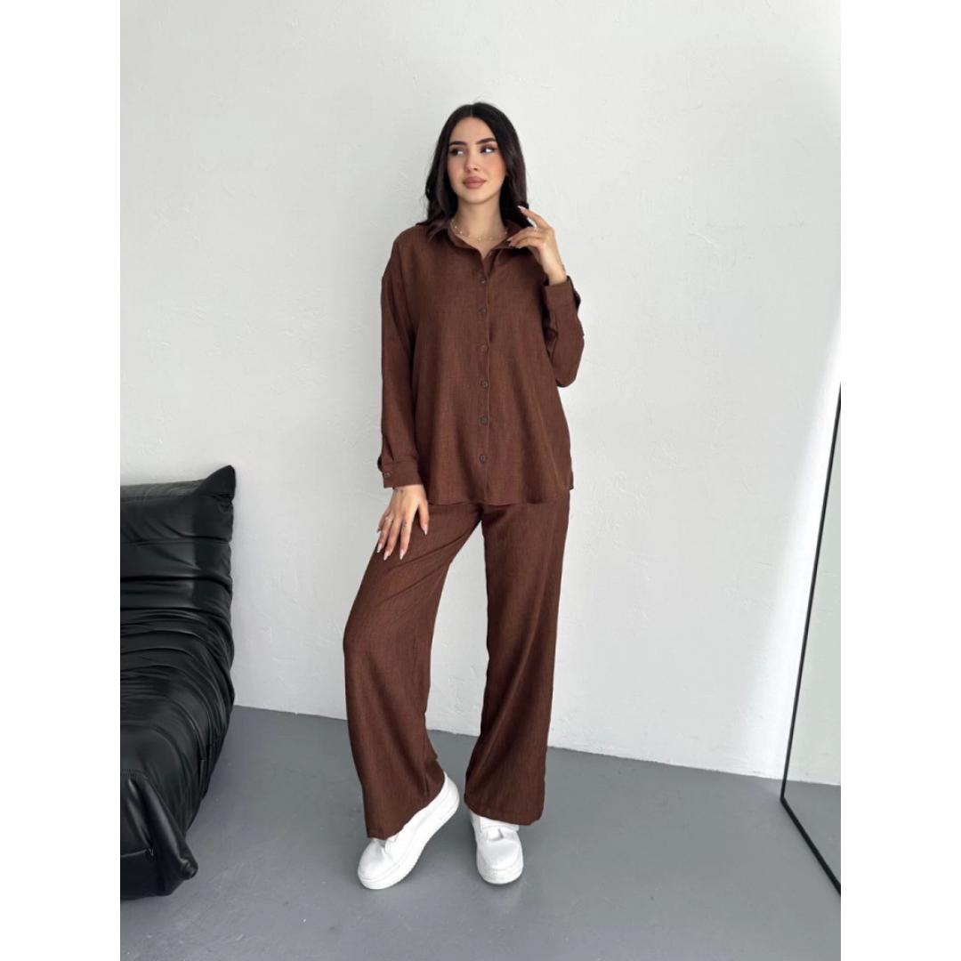 Gömlek Pantolon Ikili Takım - Kahverengi 157417 Gömlek Pantolon Ikili Takım - Kahverengi 157417
