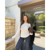 Bisiklet Yaka Uzun Kollu Bluz - Beyaz - 157507 Bisiklet Yaka Uzun Kollu Bluz - Beyaz - 157507
