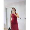 Kolsuz Büzgülü Uzun Elbise - Kırmızı - 157525