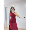 Kolsuz Büzgülü Uzun Elbise - Kırmızı - 157525