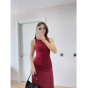 Kolsuz Büzgülü Uzun Elbise - Kırmızı - 157525