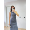 Yırtmaç Detaylı Kolsuz Elbise - Füme 157935 Yırtmaç Detaylı Kolsuz Elbise - Füme 157935