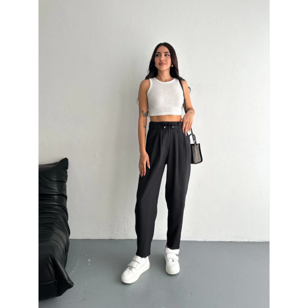 Yüksel Bel Rahat Paça Pantalon - Siyah 157944 Yüksel Bel Rahat Paça Pantalon - Siyah 157944