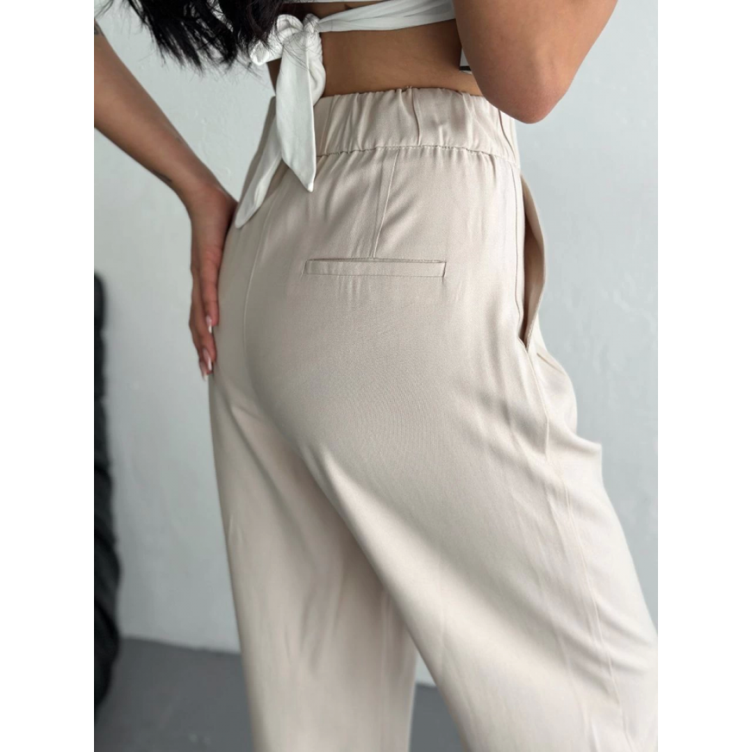 Yüksel Bel Rahat Paça Pantalon - Kırık Beyaz 157945 Yüksel Bel Rahat Paça Pantalon - Kırık Beyaz 157945