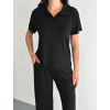 Osy Modal Yumuşak Dokulu Kumaş Kısa Kollu Yakalı T-shirt Pantalon Ikili Takım- Siyah 157950 Osy Modal Yumuşak Dokulu Kumaş Kısa Kollu Yakalı T-shirt Pantalon Ikili Takım- Siyah 157950
