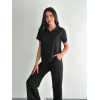 Osy Modal Yumuşak Dokulu Kumaş Kısa Kollu Yakalı T-shirt Pantalon Ikili Takım- Siyah 157950 Osy Modal Yumuşak Dokulu Kumaş Kısa Kollu Yakalı T-shirt Pantalon Ikili Takım- Siyah 157950