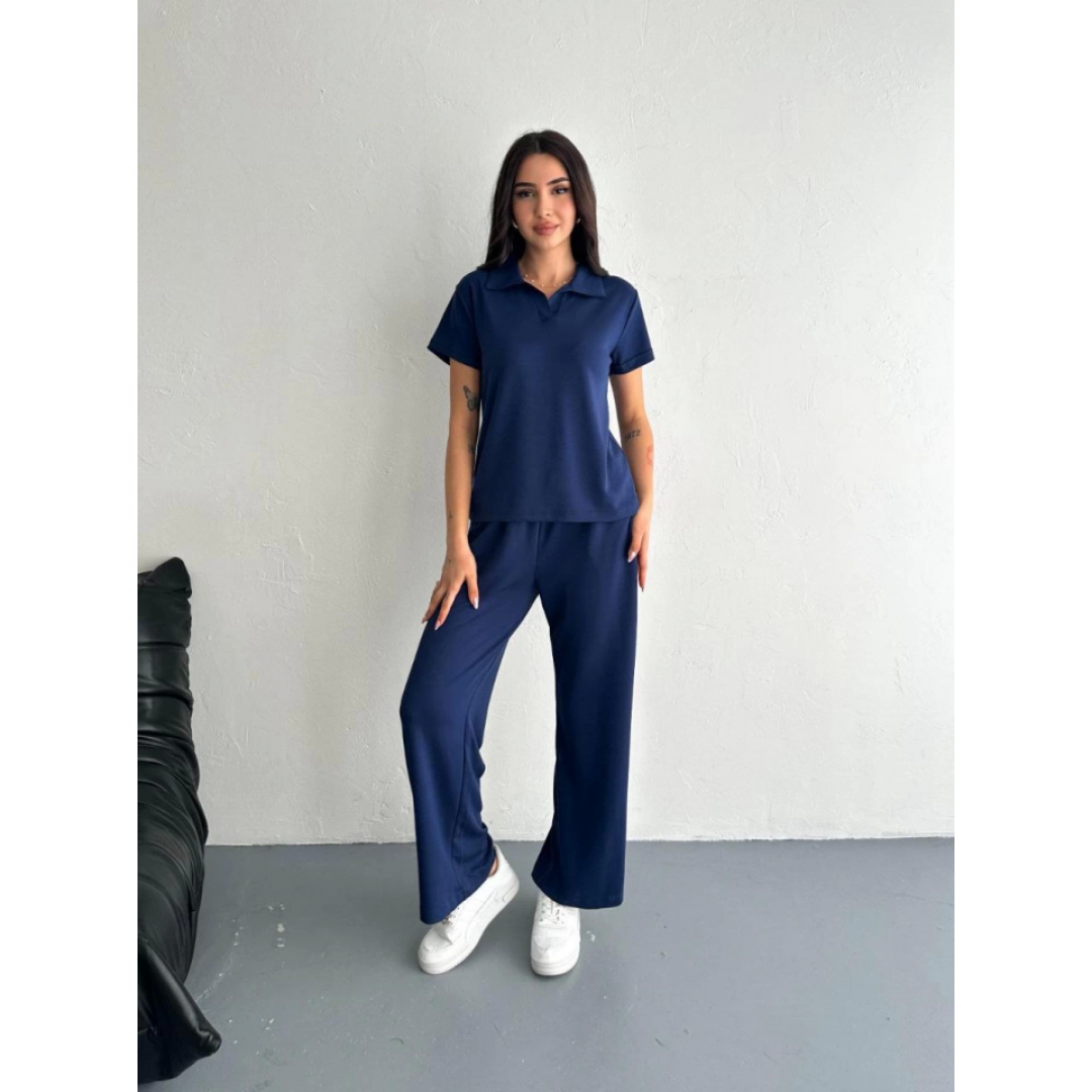 Osy Modal Yumuşak Dokulu Kumaş Kısa Kollu Yakalı T-shirt Pantalon Ikili Takım- Lacivert 157953 Osy Modal Yumuşak Dokulu Kumaş Kısa Kollu Yakalı T-shirt Pantalon Ikili Takım- Lacivert 157953