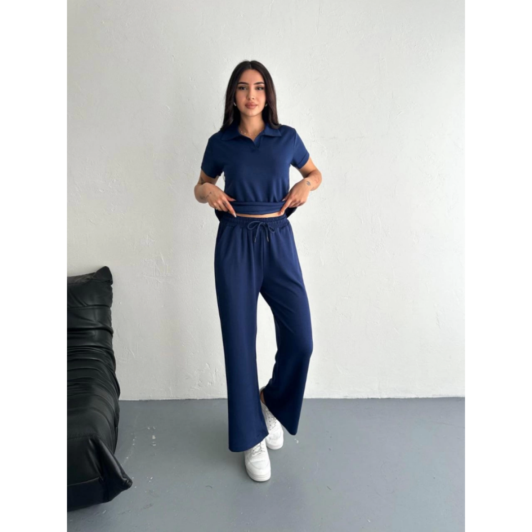 Osy Modal Yumuşak Dokulu Kumaş Kısa Kollu Yakalı T-shirt Pantalon Ikili Takım- Lacivert 157953 Osy Modal Yumuşak Dokulu Kumaş Kısa Kollu Yakalı T-shirt Pantalon Ikili Takım- Lacivert 157953