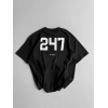 Baskılı Oversize Bisiklet Yaka T-shirt - Siyah - 158219 Baskılı Oversize Bisiklet Yaka T-shirt - Siyah - 158219