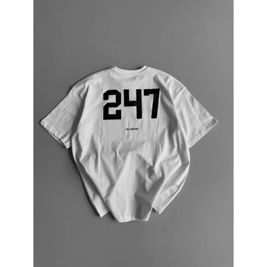 Baskılı Oversize Bisiklet Yaka T-shirt - Beyaz - 158220 Baskılı Oversize Bisiklet Yaka T-shirt - Beyaz - 158220