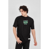 Unisex Waffle Kumaş Çift Katlamalı Kol Baskılı T-Shirt - Siyah - 158584 Unisex Waffle Kumaş Çift Katlamalı Kol Baskılı T-Shirt - Siyah - 158584