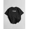 Baskılı Oversize Bisiklet Yaka T-shirt - Siyah 158586 Baskılı Oversize Bisiklet Yaka T-shirt - Siyah 158586