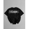 Baskılı Oversize Bisiklet Yaka T-shirt - Siyah 158586 Baskılı Oversize Bisiklet Yaka T-shirt - Siyah 158586