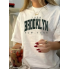 Baskılı Oversize Bisiklet Yaka T-shirt - Beyaz - 158818 Baskılı Oversize Bisiklet Yaka T-shirt - Beyaz - 158818