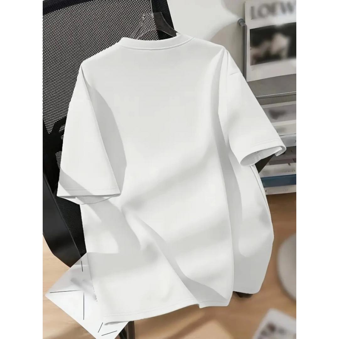Baskılı Oversize Bisiklet Yaka T-shirt - Beyaz - 158818 Baskılı Oversize Bisiklet Yaka T-shirt - Beyaz - 158818