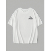 Baskılı Oversize Bisiklet Yaka T-shirt - Beyaz 158820