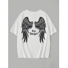 Baskılı Oversize Bisiklet Yaka T-shirt - Beyaz 158820