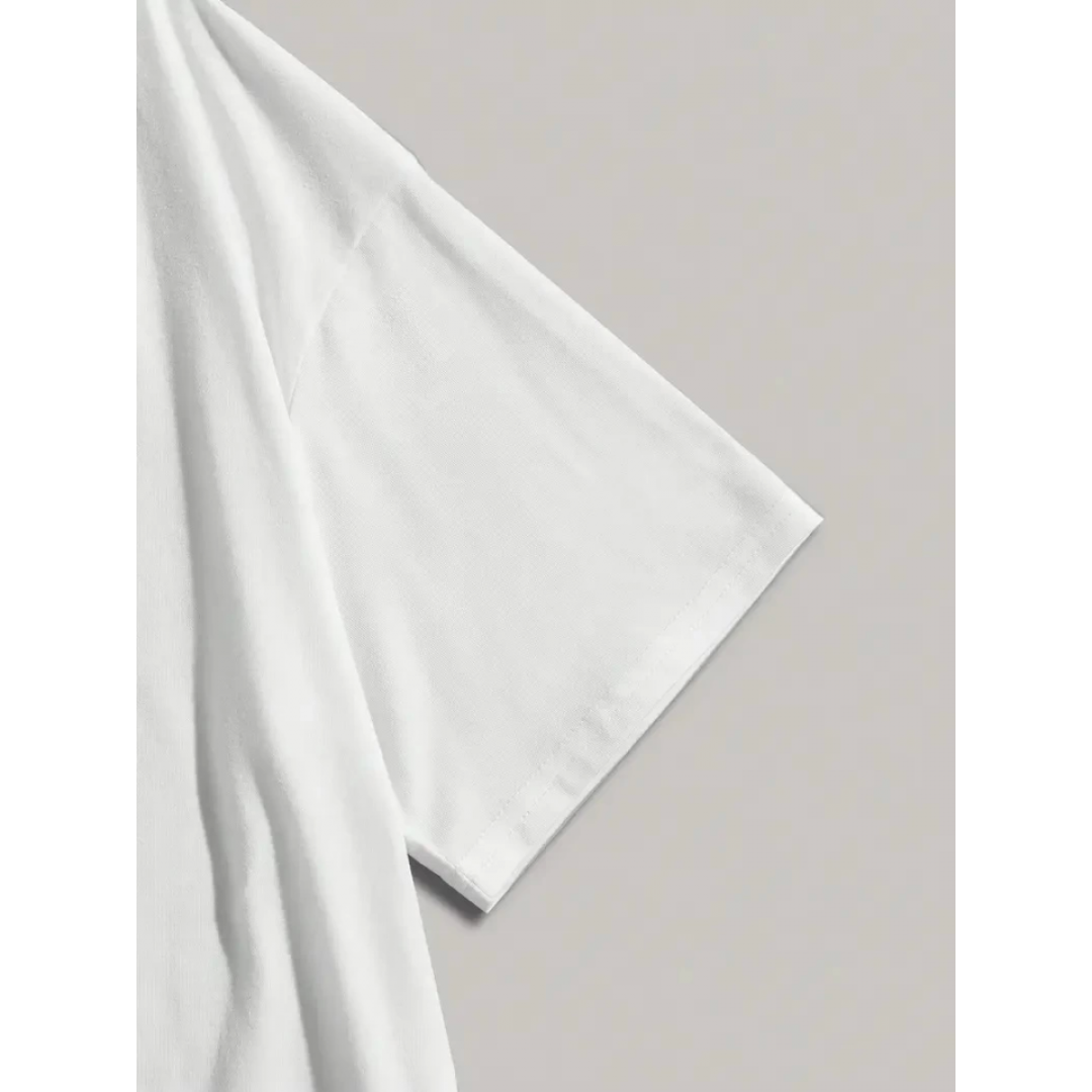 Baskılı Oversize Bisiklet Yaka T-shirt - Beyaz 158820