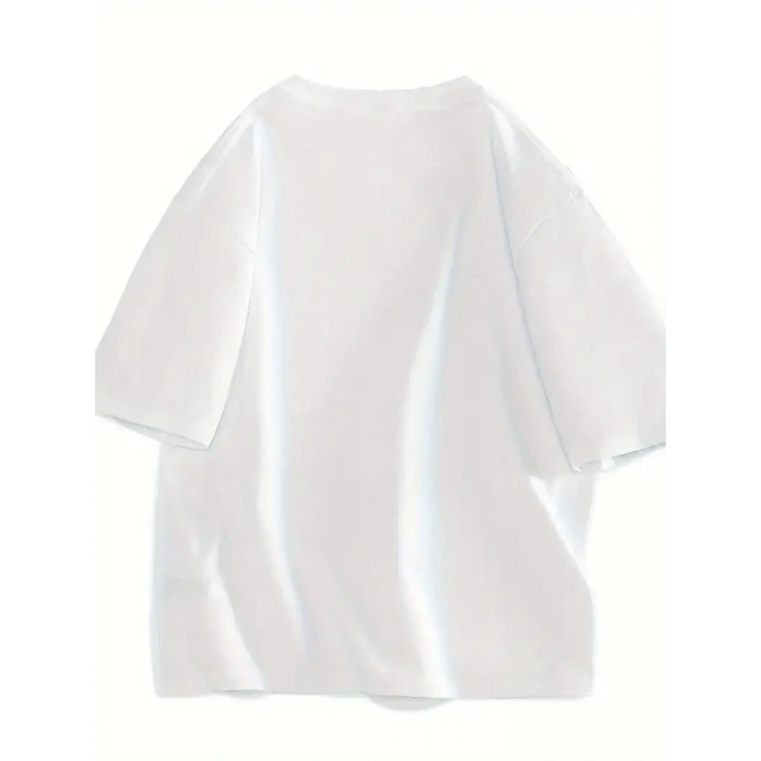 Baskılı Oversize Bisiklet Yaka T-shirt - Beyaz 158821 Baskılı Oversize Bisiklet Yaka T-shirt - Beyaz 158821
