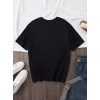 Baskılı Oversize Bisiklet Yaka T-shirt - Siyah 158823 Baskılı Oversize Bisiklet Yaka T-shirt - Siyah 158823