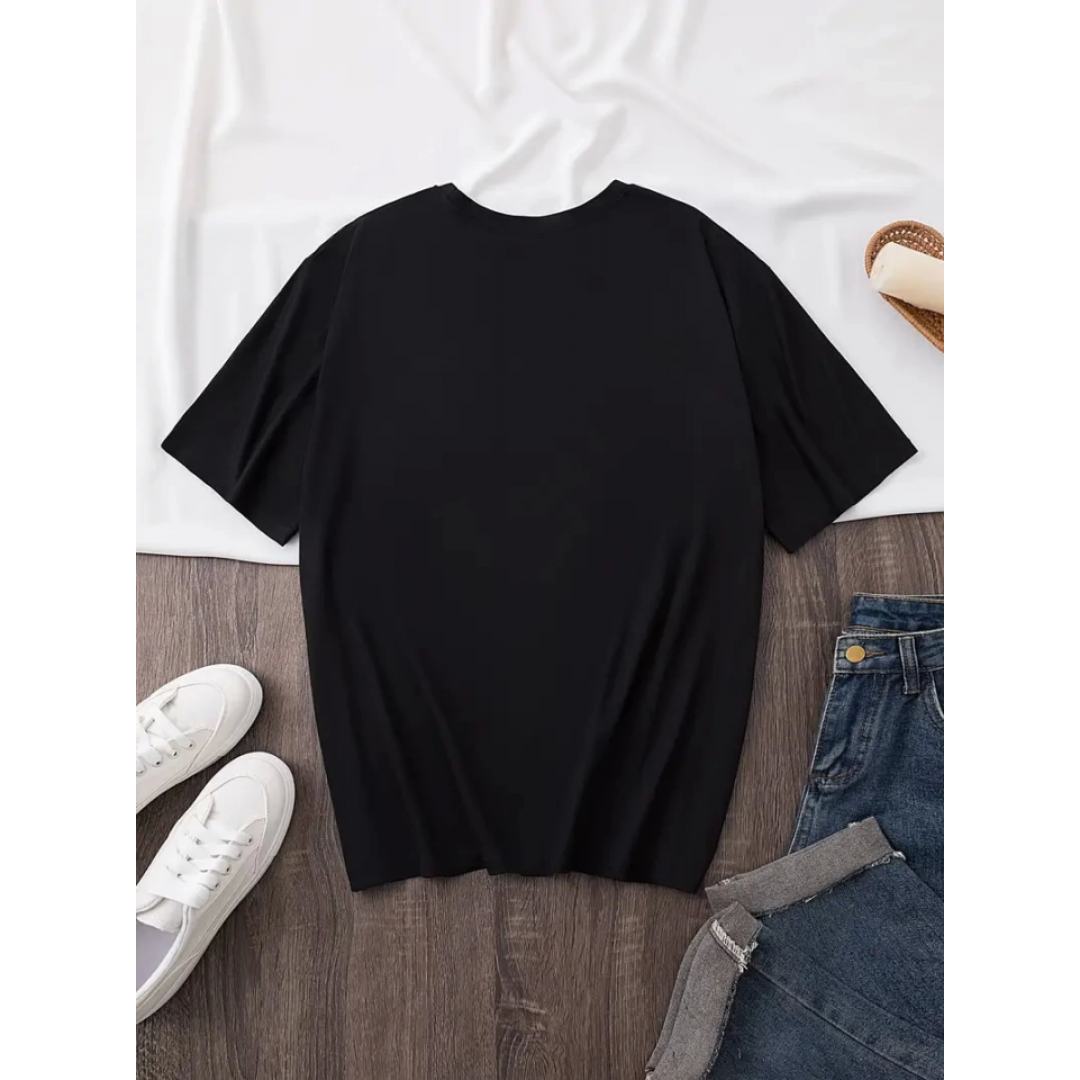 Baskılı Oversize Bisiklet Yaka T-shirt - Siyah 158823 Baskılı Oversize Bisiklet Yaka T-shirt - Siyah 158823