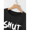 Baskılı Oversize Bisiklet Yaka T-shirt - Siyah - 158824 Baskılı Oversize Bisiklet Yaka T-shirt - Siyah - 158824