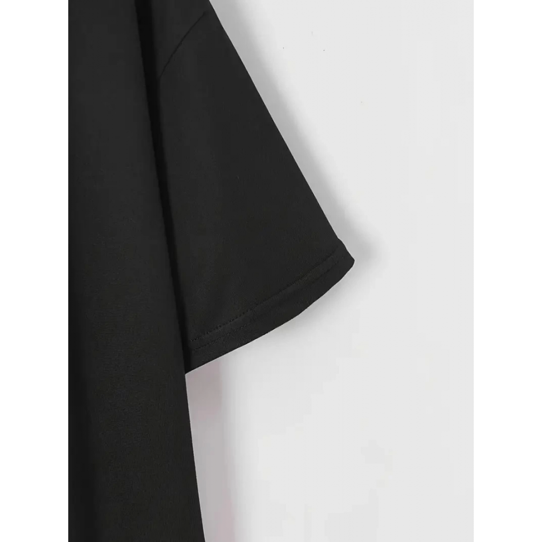 Baskılı Oversize Bisiklet Yaka T-shirt - Siyah - 158824 Baskılı Oversize Bisiklet Yaka T-shirt - Siyah - 158824