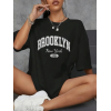 Baskılı Oversize Bisiklet Yaka T-shirt - Siyah - 158827 Baskılı Oversize Bisiklet Yaka T-shirt - Siyah - 158827