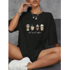 Baskılı Oversize Bisiklet Yaka T-shirt - Siyah - 158828 Baskılı Oversize Bisiklet Yaka T-shirt - Siyah - 158828