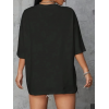 Baskılı Oversize Bisiklet Yaka T-shirt - Siyah - 158828 Baskılı Oversize Bisiklet Yaka T-shirt - Siyah - 158828