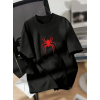 Baskılı Oversize Bisiklet Yaka T-shirt - Siyah 158834 Baskılı Oversize Bisiklet Yaka T-shirt - Siyah 158834