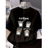 Baskılı Oversize Bisiklet Yaka T-shirt - Siyah 158835