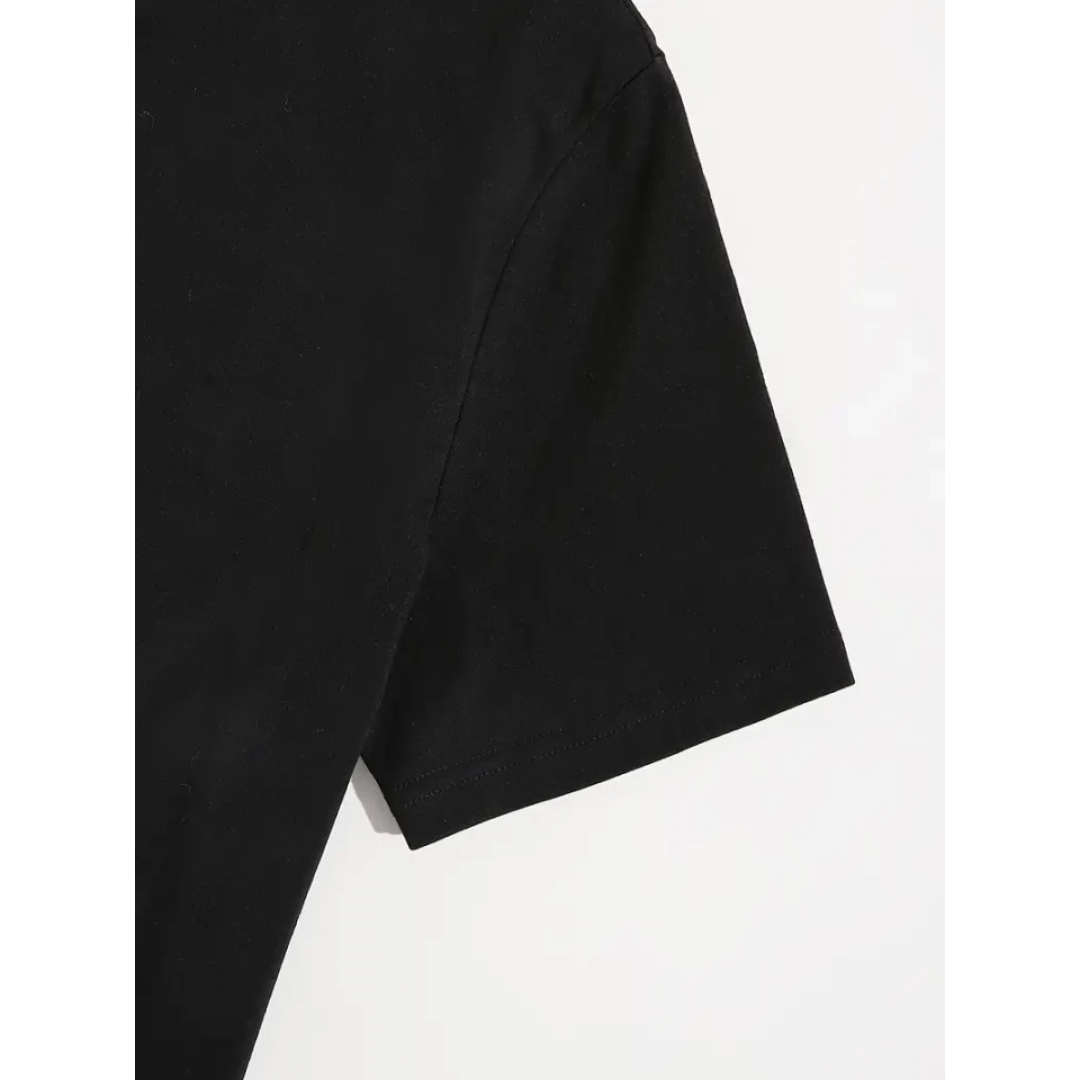 Baskılı Oversize Bisiklet Yaka T-shirt - Siyah - 158838 Baskılı Oversize Bisiklet Yaka T-shirt - Siyah - 158838