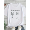 Baskılı Oversize Bisiklet Yaka T-shirt - Beyaz - 158840