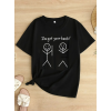 Baskılı Oversize Bisiklet Yaka T-shirt - Siyah - 158841