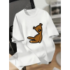 Baskılı Oversize Bisiklet Yaka T-shirt - Beyaz - 158843 Baskılı Oversize Bisiklet Yaka T-shirt - Beyaz - 158843