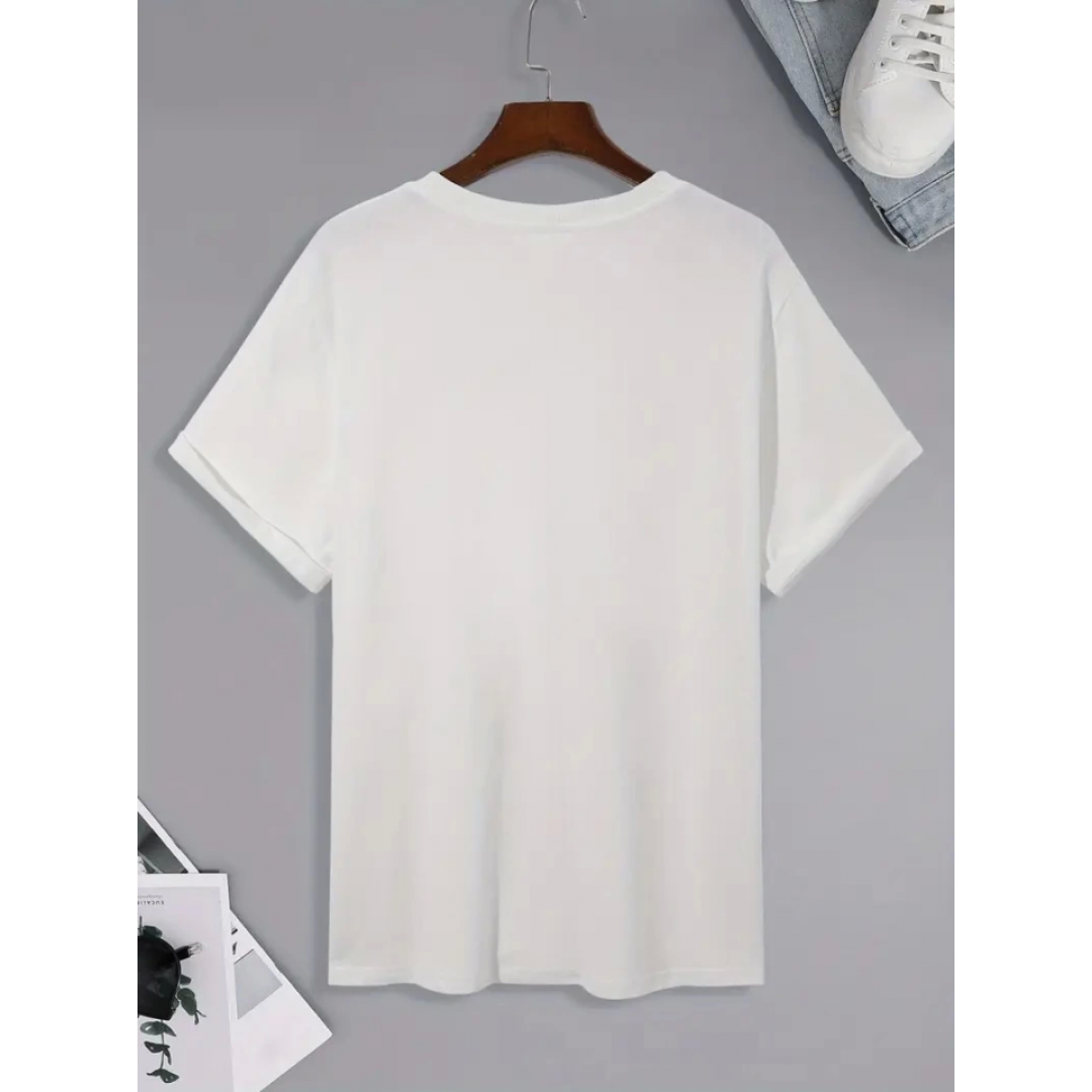 Baskılı Oversize Bisiklet Yaka T-shirt - Beyaz 158848 Baskılı Oversize Bisiklet Yaka T-shirt - Beyaz 158848
