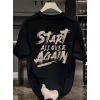 Baskılı Oversize Bisiklet Yaka T-shirt - Siyah 158850