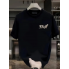 Baskılı Oversize Bisiklet Yaka T-shirt - Siyah 158850