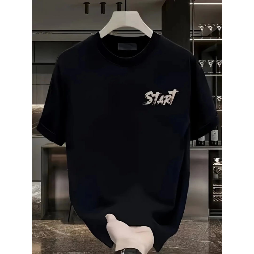 Baskılı Oversize Bisiklet Yaka T-shirt - Siyah 158850